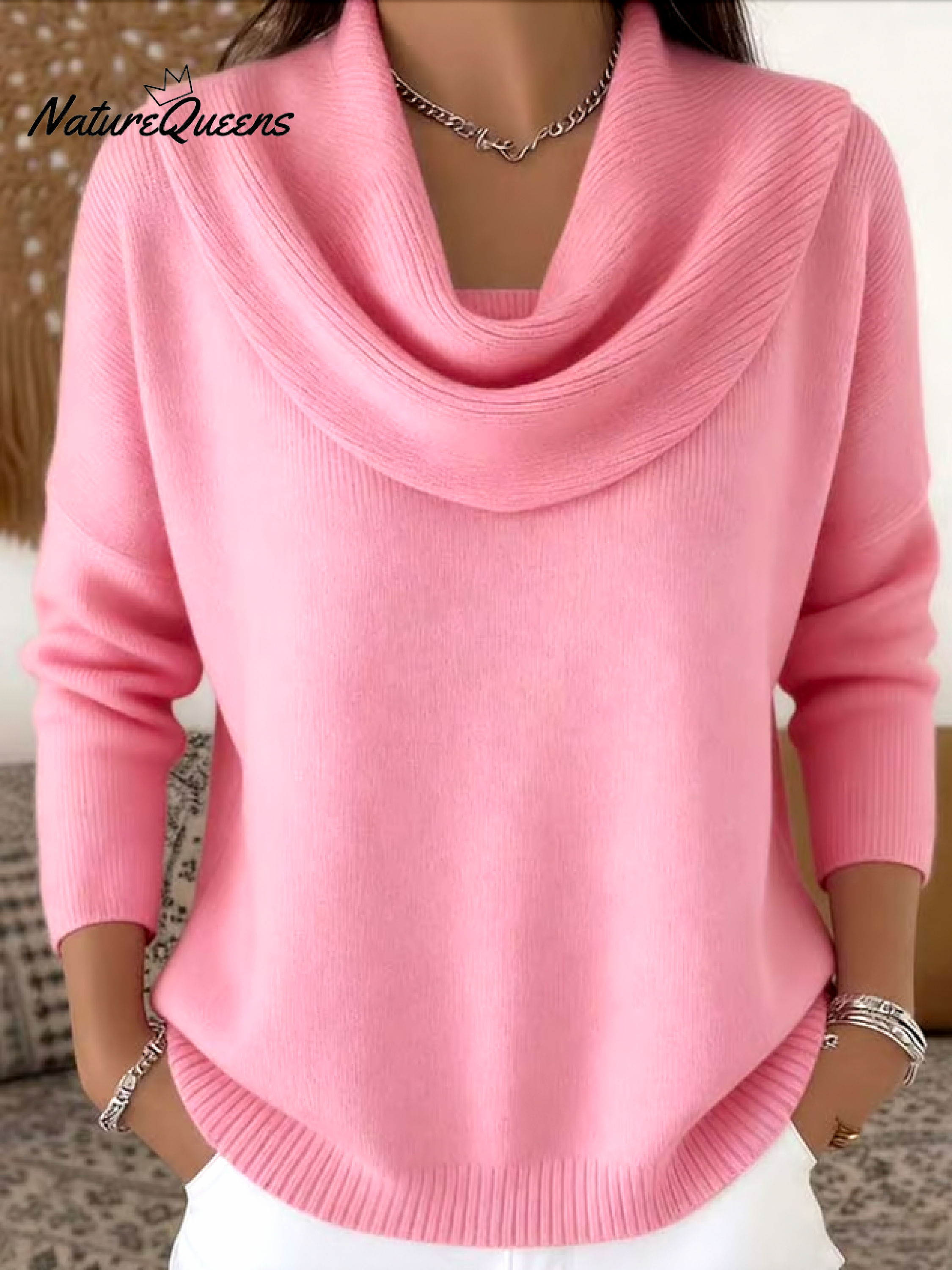 Soft and Elegant Solid Color Ruffled Collar Sweater Top