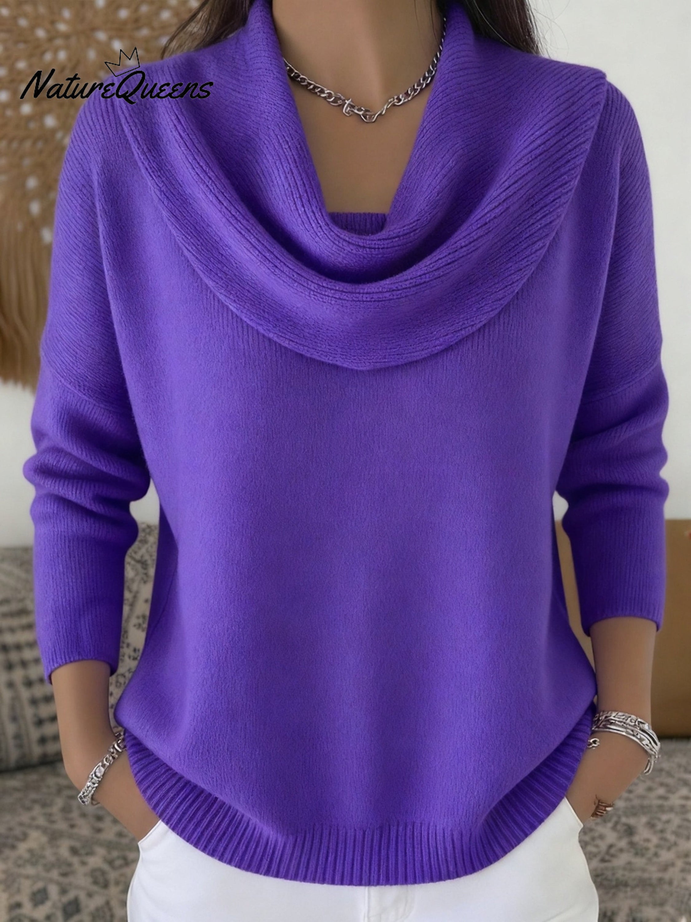Soft and Elegant Solid Color Ruffled Collar Sweater Top