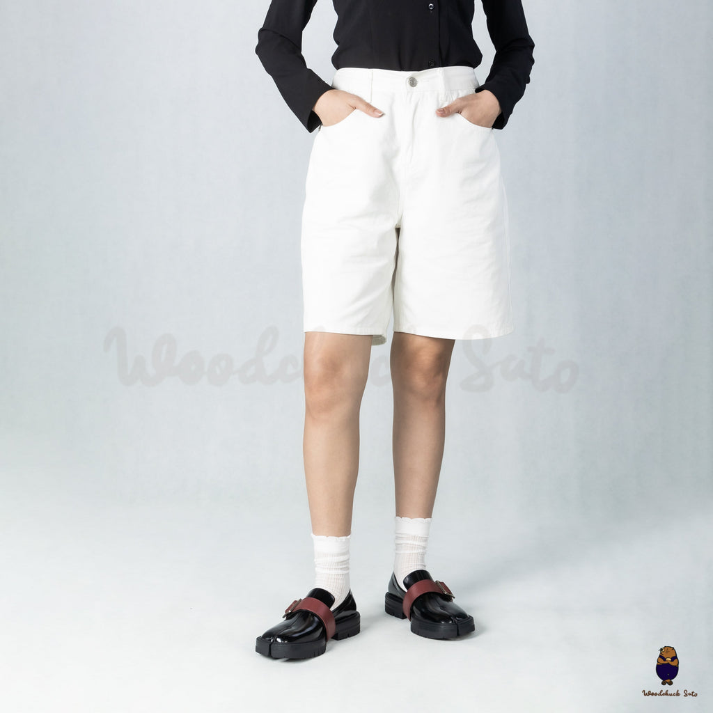 WoodchuckSato Black Edge-Beaded Cowhide Leather Tabi Loafers with Removable Red Strap & Chunky Sole