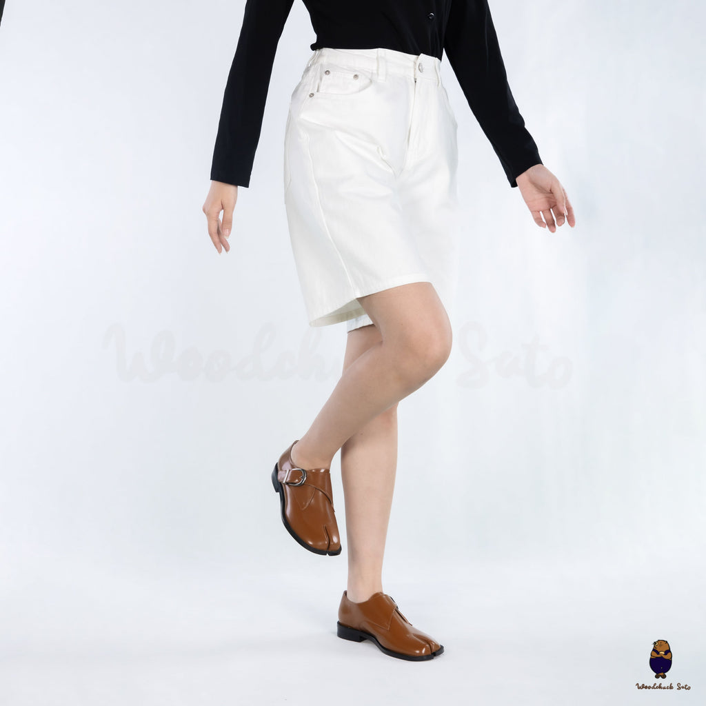 WoodchuckSato Tan Edge-Beaded Cowhide Leather Tabi Monk Strap Shoes