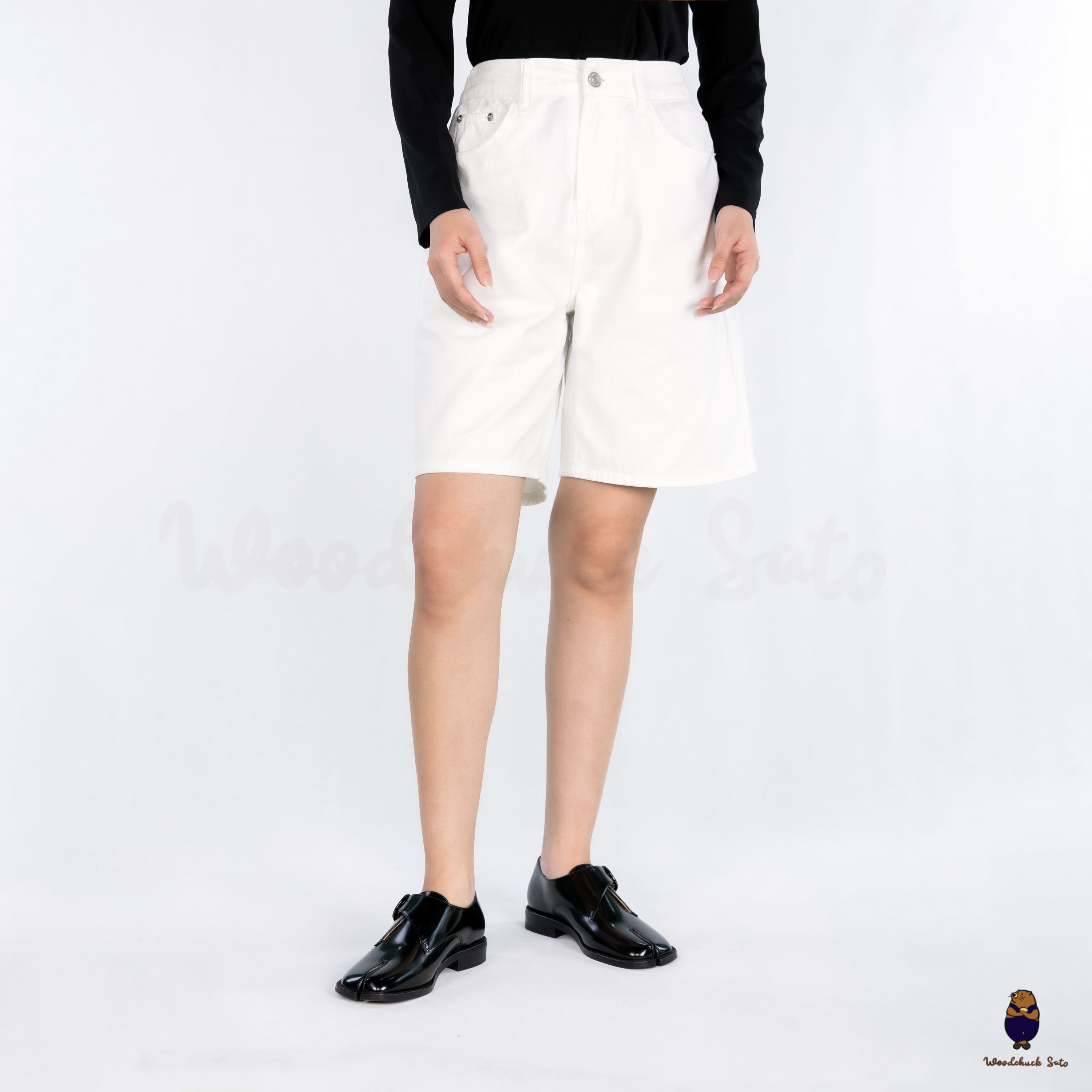 WoodchuckSato Black Edge-Beaded Cowhide Leather Tabi Monk Strap Shoes