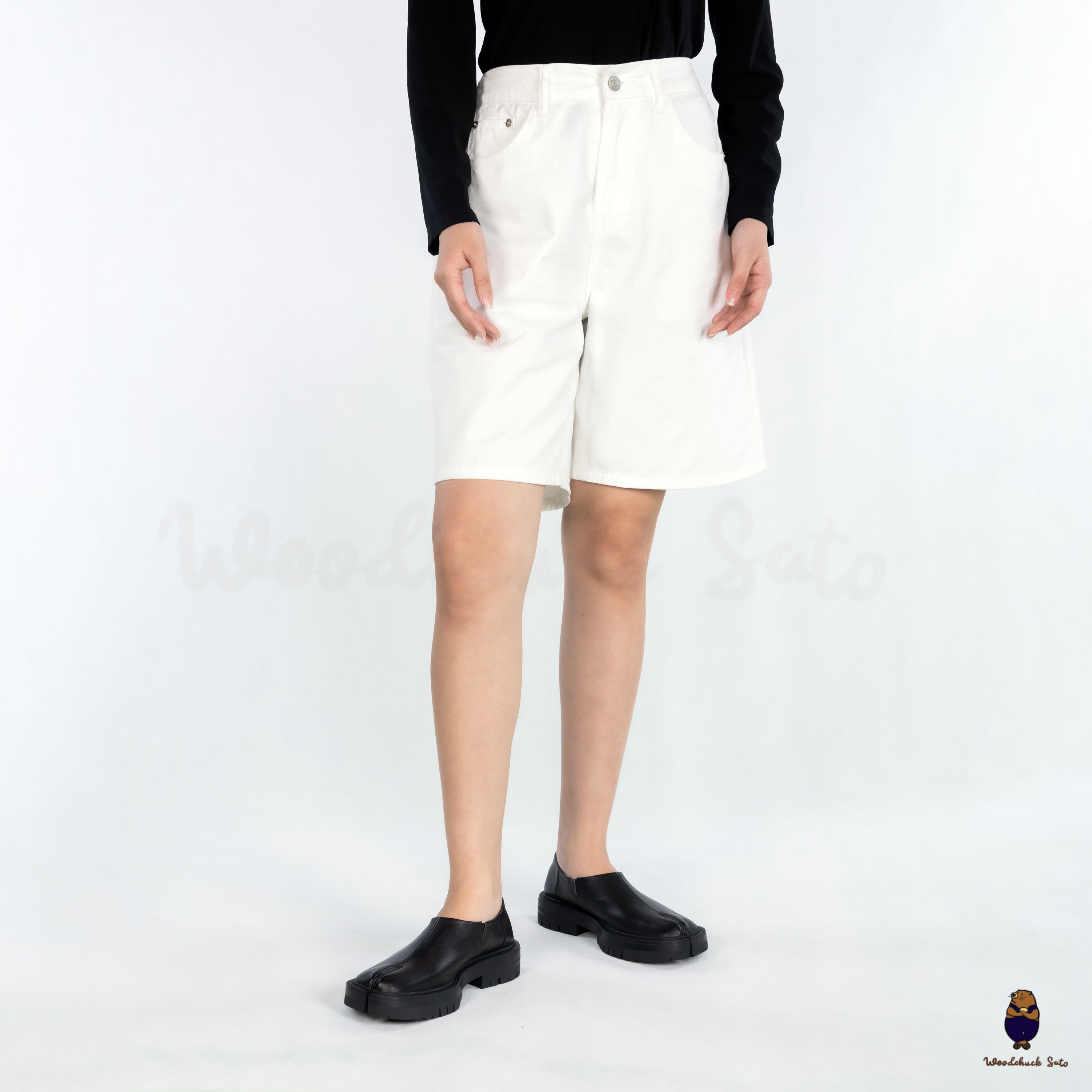 WoodchuckSato Black Leather Tabi Slip-On Lug Sole Loafers