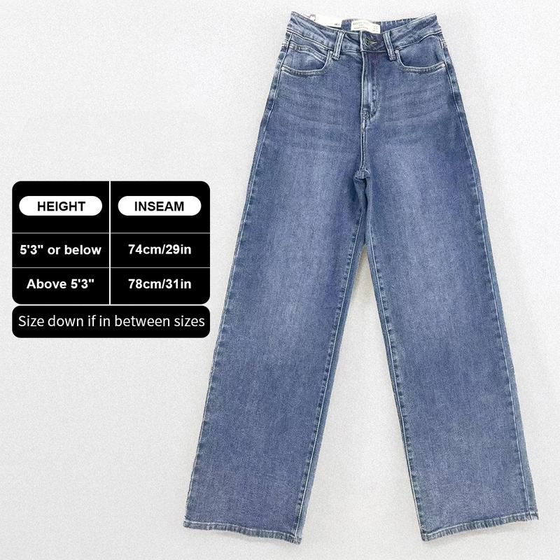 Women's Slouchy Denim High Waist Multi-Pocket Wide Leg Jeans